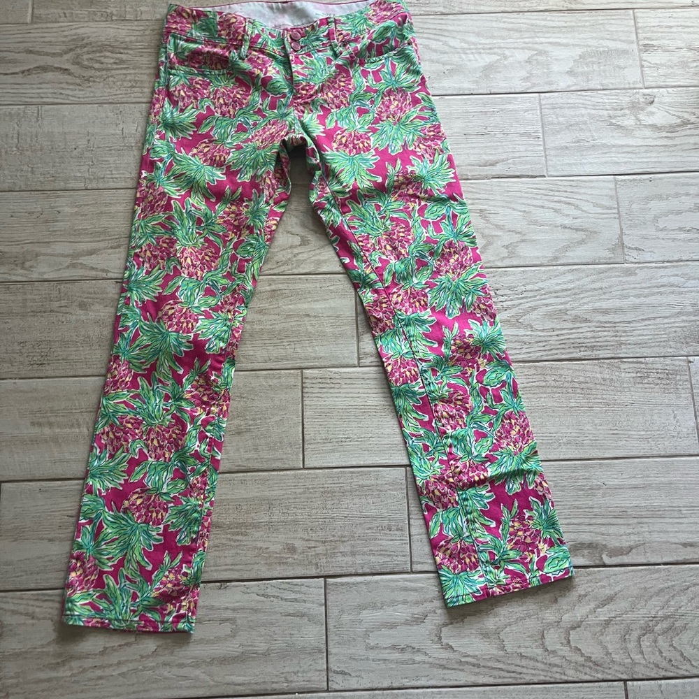 Lilly Pulitzer Pink Floral Skinny Pants